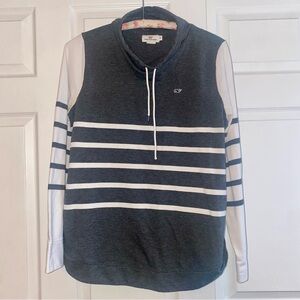 Vineyard Vines Women’s Charcoal and White Striped Cowl Neck Sweatshirt